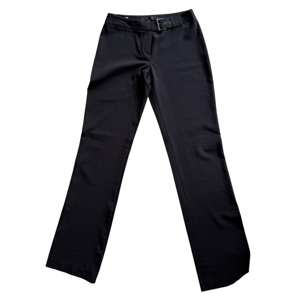 BCBGMAXAZRIA Dress Pants Buckle Belt Black Office Siren Workwear 90's Y2K Sz 2